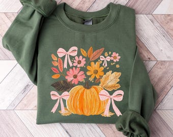 Floral Pumpkin Shirt, Trendy Floral Pumpkin Fall Shirt, Coquette Fall Collage Shirt, Girly Autumn Bow Tee, Fall Vibes Shirt, Coquette Shirt