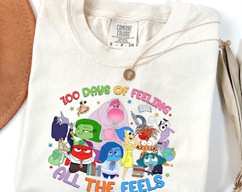 Comfort Colors® 100 Days of Feeling Shirt, Inside Out Characters Tee, 100th Day Celebration Gift, Back to School Tee, 100 Days of Emotions
