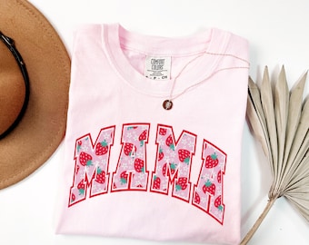 Comfort Colors® Strawberry Mama T Shirt, Strawberry Mom Shirt, First Mothers Day Gift For Mama Tshirt, Baby Announcement Tee, New Mom Gift