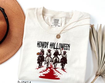 Comfort Colors® Howdy Halloween Shirt, Western Halloween Girls Shirt, Halloween Cowboy Shirt,Funny Cowgirl Halloween Shirt,Western Halloween