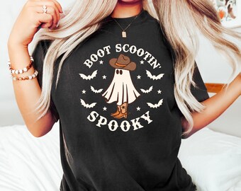 Boot Scootin Spooky Sweatshirt and Hoodie,Halloween Shirt ,Cowboy Ghost Shirt,Western Halloween Shirt, Cute Spooky Shirt, Halloween Gift Tee