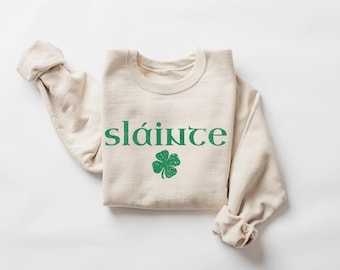 Retro Slainte Sweatshirt, Womens St Patricks Day Sweatshirt, Lucky Sweatshirt, Cute Shamrock Sweatshirt, Shenanigans Shirt, Irish Day Gift