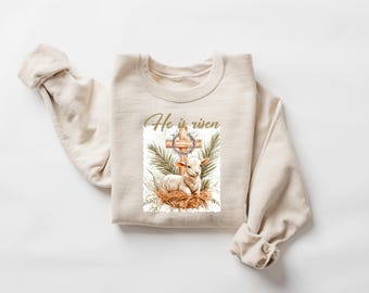 He is Risen Shirt, Lamb Easter T Shirt, Easter Sweater, Christian Shirt, Jesus Easter Shirt, jesus christ easter, bunny shirt, faith shirt