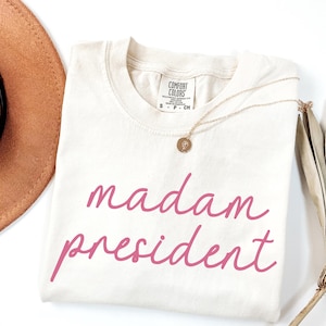 Comfort Colors® Madam President Sweatshirt, Democrat Rally Sweater, Support Kamala Harris, First Female President Crewneck, Political Gift