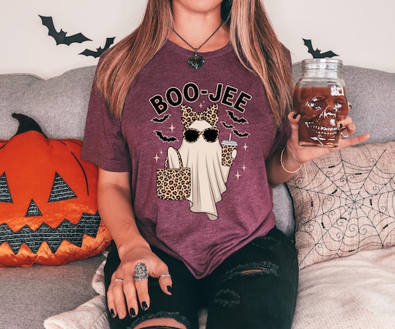 Boo-Jee Ghost Sweatshirt, Leopard Ghost Tee, Ghost Coffee Shirt, Funny Fall Shirt, Girly Halloween GiftS, Boojee Shirt, Luxury Ghost Shirt