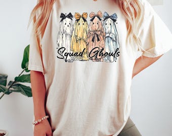 Squad Ghouls Ghost Shirt, Halloween Bow Ghost T-shirt, Halloween Ghost Shirt, Spooky Season Shirt, Trick Or Treat Shirt, Autumn Vibes Shirt