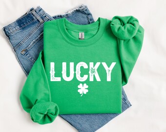Lucky St Patrick Sweatshirt, St Patrick's Day Crewneck, Cute Women's Sweater, St. Patty's Day Sweatshirt, Lucky Holiday Party Sweater
