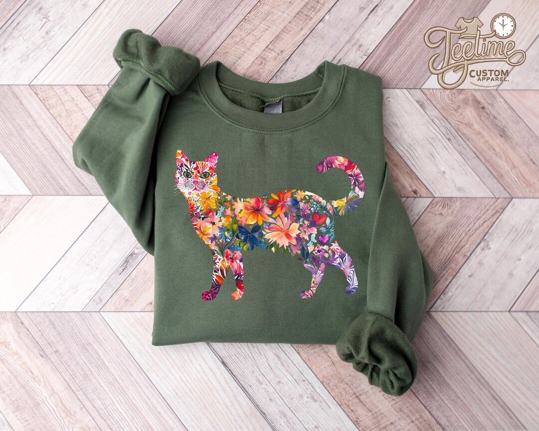 Cat Mom Shirt Floral Cat Shirt Purr Shirt Cat Mom Floral Cat Tee Cat ...