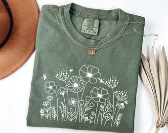 Comfort Colors® Wildflower Shirt, Floral Cottagecore Shirt, Botanical Shirt, Flower Shirt, Nature Shirt, Wildflower Tshirt,Wild Flower Shirt