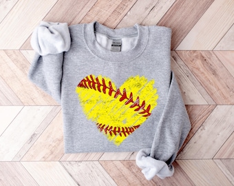 Retro Heart Softball Shirt, Softball Lover Gift, Softball Season Shirt, Softball Mama Shirt, Softball Mom Gift, Game Day Tee