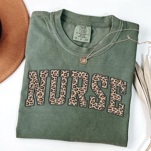 Comfort Colors® Leopard Nurse Shirt, Nurse T-Shirt, RN Shirt, Nursing School Shirt, Registered Nurse Shirt, Nurse Gift, RN Leopard Nurse Tee