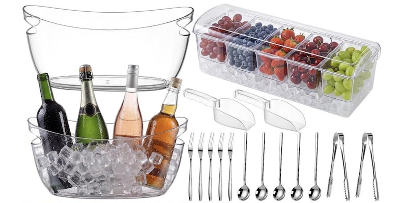 Luxury Mimosa Bar Set- Ice Containers, Condiment Holders, Juice Bottles, Champagne Glasses, Signs and Bar tools image 2