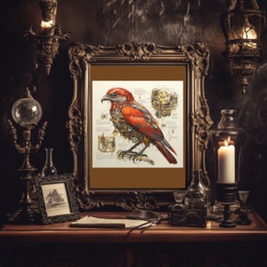 Steampunk Mechanical Eagle Print II -Clockwork Metal Body Bird Print- Archival Matte or Satin Finish Prints