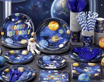 Childs Birthday Party Tableware Set,  Plates Cups Napkins