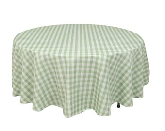 Gingham Plaid Polyester Tablecloth, Elegant Floral Pattern for Events Blue Green Black Pink