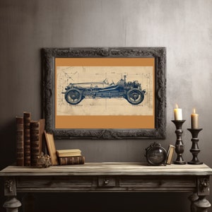 Steampunk Mechanical Car I Print -blueprint and diagrams for steampunk car- Print- Archival Matte or Satin Finish Prints