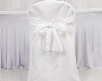 Polyester Chair Covers with Sashes, Elegant Chair Covers for Events Black White Ivory Gold