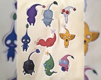 Pikmin / Adesivi / Rosso / Blu / Giallo / Bianco / Viola / Rosa / Roccia / Ghiaccio / Luminoso