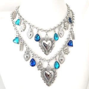 Sacred Heart Charm Necklace: Stainless Steel Ex Voto, Mexican  Catholic Jewelry