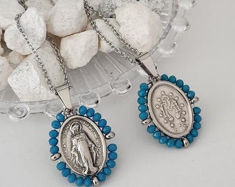 Collar de Medalla Milagrosa: acero inoxidable, collar religioso minimalista
