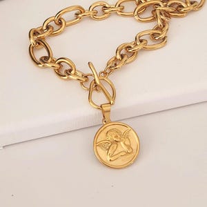 Guardian Angel Necklace | Thick Chain | Cherub Necklace | Angel ...