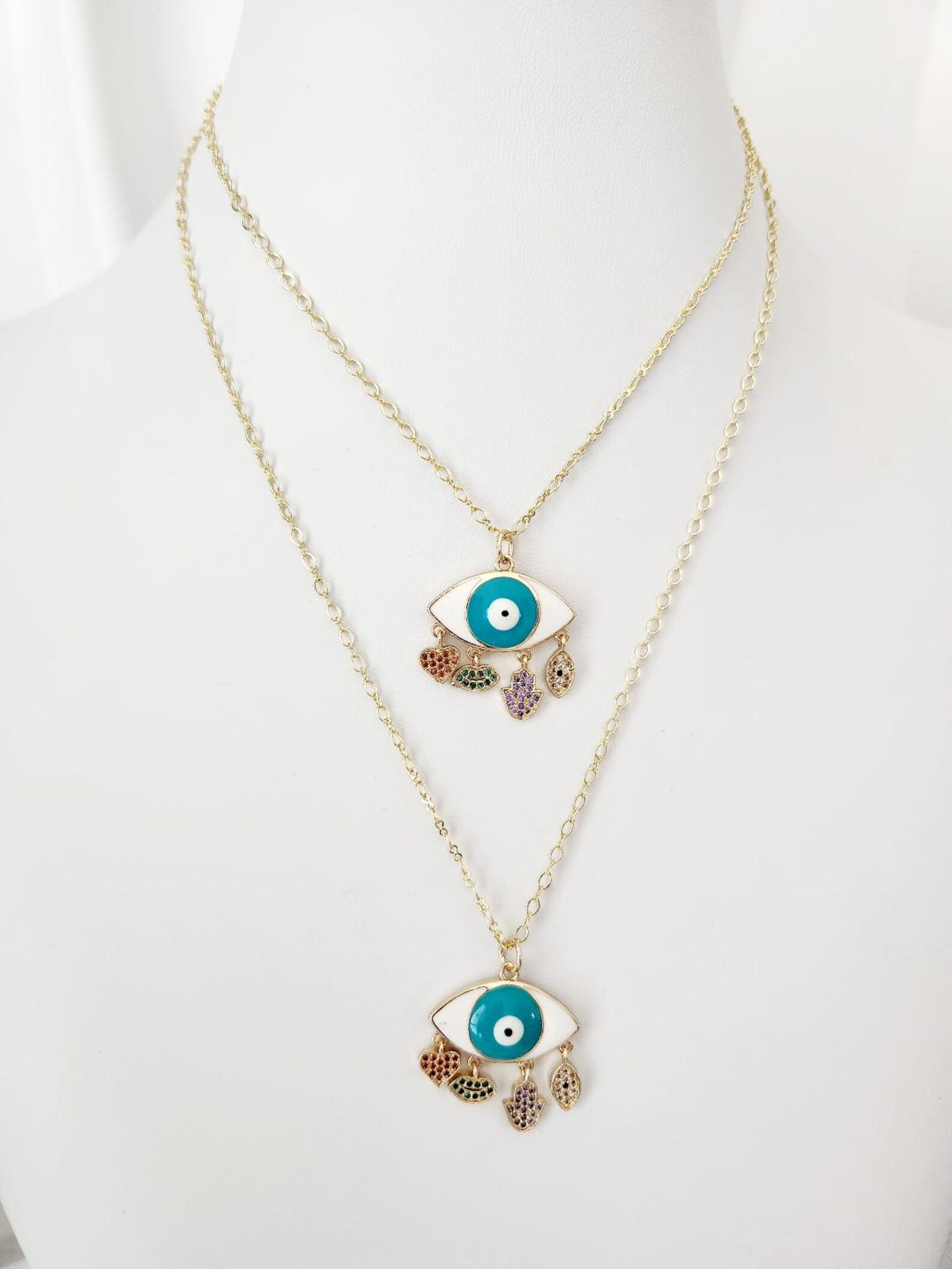 thumbnail interactive-video image 1 of DouVei Gold Lucky Evil Eye Stainless Steel Chain – 40'' – For Necklace, Anklet, Bracelet Making 1 of 2