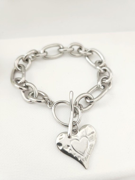Womens Watch Sterling Silver Heart Link Bracelet Jewelry Clasp Dress Formal Heart Link Bracelet Sterling Silver | Jared main image 3
