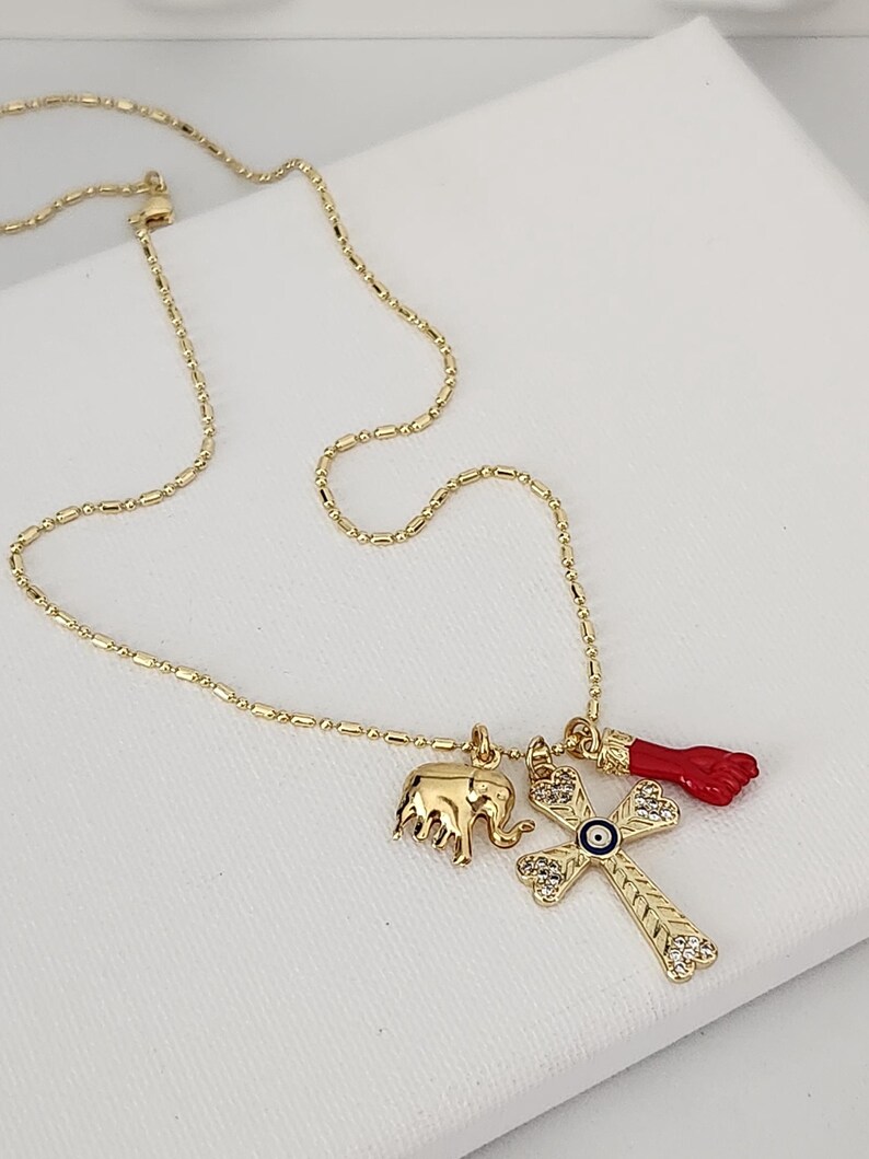 Protection Necklace, Evil Eye Cross Necklace, Azabache Charm, Figa Hand ...