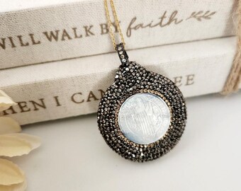 St Benedict Medal Necklace: Mother-of-Pearl Medal, Jewelry Gifts
