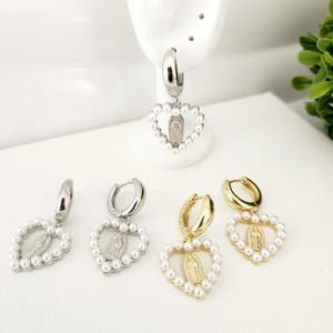 Virgin Guadalupe Heart Earrings: Mexican Gift