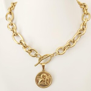 Guardian Angel Necklace | Thick Chain | Cherub Necklace | Angel ...