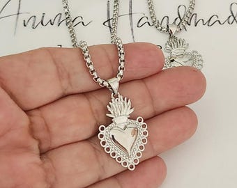 Vintage Mexican Silver Heart Pendant With Cherub - Etsy Vintage Mexican Silver Heart Pendant With Cherub - Etsy