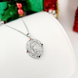 Virgin of Guadalupe Silver Necklace, Mexican Jewelry, Christian jewelry,