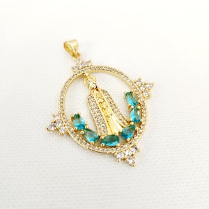 Our Lady of Charity Caridad del Cobre Pendant • 18K Gold Plated • Catholic Faith charm Gift for Her, Catholic Jewelry Gift, Mothers Day Gift