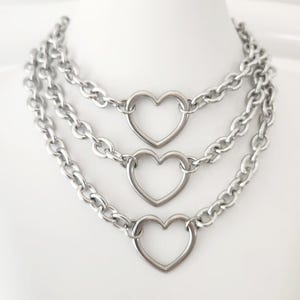 Chunky Heart Chain Choker: Stainless Steel 90s Punk Necklace