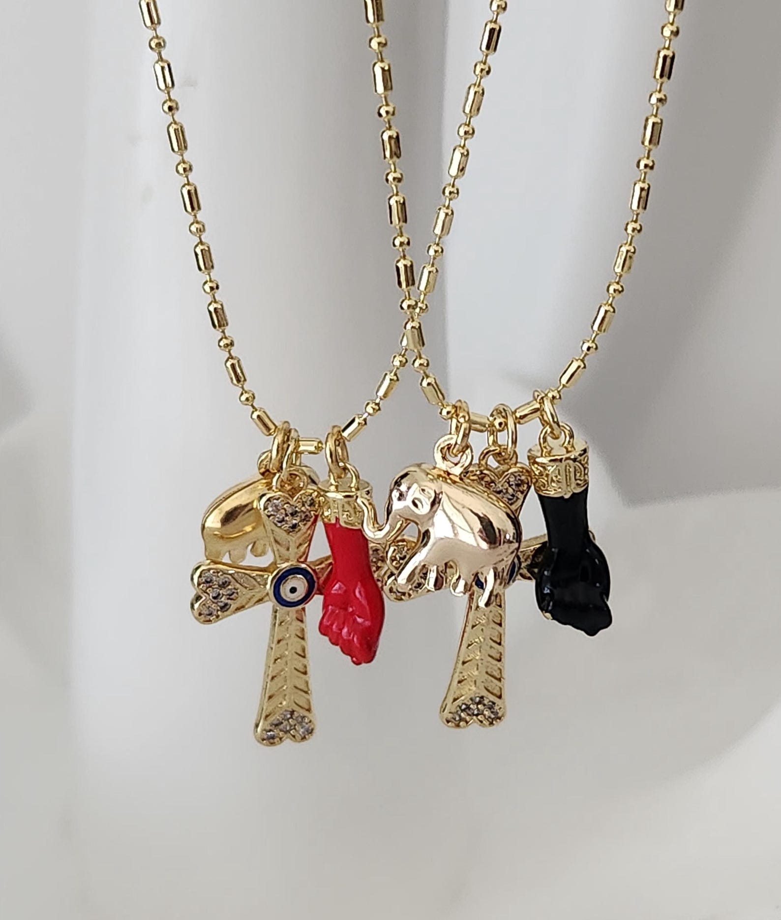 Protection Necklace, Evil Eye Cross Necklace, Azabache Charm, Figa Hand ...