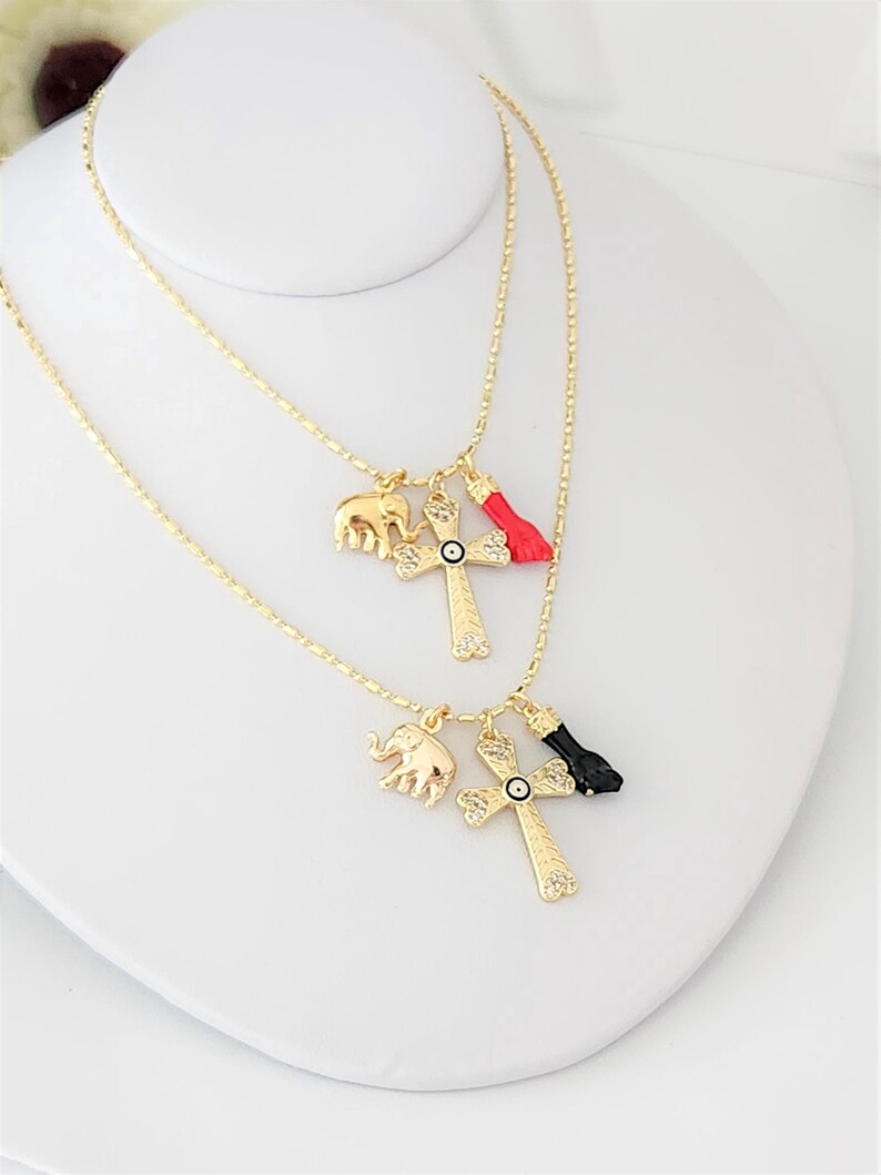 Protection Necklace, Evil Eye Cross Necklace, Azabache Charm, Figa Hand ...