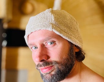 Herren Weihnachtssaunahut | 100% Leinen Spa-Hut | Anpassbares Urlaub Sauna Zubehör | Perfektes festliches Geschenk für Ihn - mit Personalisierung