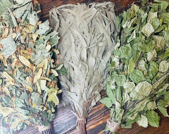 3-in-1 Sauna Broom Set | Birch, Eucalyptus & Linden Whisks for Authentic Sauna Experience