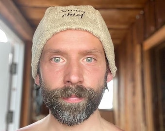 Men&#39;s Sauna Hat 100% Linen | Breathable Linen Spa Hat | Customizable Sauna Accessory | Perfect Gift for Him
