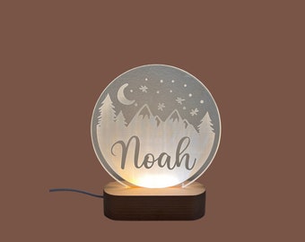 Mountains Custom Name Light | Personalized Bedroom LED Cloud Decor Sign | Light up Sign | Daughter/Son gift Sign /Boy Gift/ Girl Gift