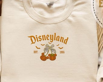Embroidered Disneyland Sweatshirt, Disneyworld Hoodie, Pumpkin Sweatshirt, Halloween Sweatshirt, Fall Sweatshirt, Cherry Pumpkin Sweatshirt