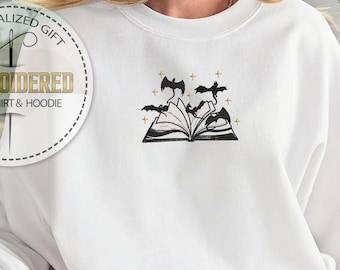Embroidered Fourth Wing Sweatshirt, Violet Sorrengail, Bookish Shirt, Dragon Woman Shirt, Basgiath War College Shirt, Dragon Rider Shirt
