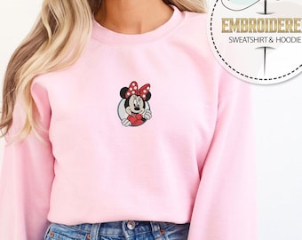 Embroidered Minnie Sweatshirt, Embroidery Disney Minnie Hoodie, Comfort Colors, Disneyland Hoodie,  Disney Character Sweatshirt