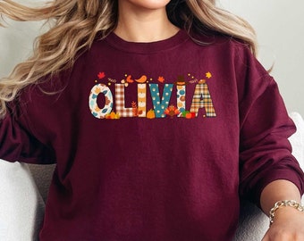 Personalized Fall sweatshirt, Custom Fall Sweatshirt, Thanksgiving Fall Thankful Sweatshirt, Pumpkins Custom Name Hoodie, Thanksgiving Gift