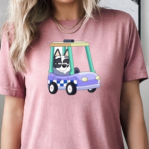 Bluey Cartoon Shirt, Muffin Driving a Car Tee, Cute Cartoon Characters, Grandma Bluey Tee,Granny Muffin, Funny Bluey Shirt, Bluey Party Gift