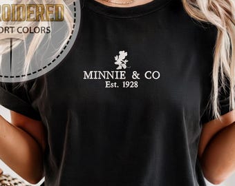 Embroidered Minnie Mouse T-shirt, Comfort Colors, Retro Disney Shirt, Cartoon Shirt, Disneyworld Shirt, Minnie Shirt, Disney Trip Shirt