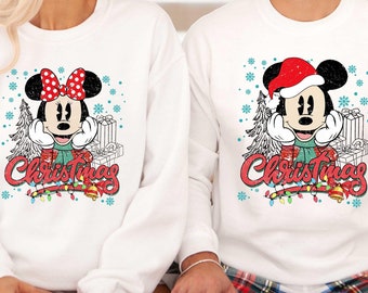 Mickey And Minnie Hoodie, Disney Family Christmas Sweatshirt, Family Christmas Matching Hoodie, Christmas Mickey And Minnie Sweatshirt
