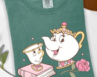Mrs Potts T-shirt, Chip Shirt, Disney Shirt, Beauty and The Beast, Belle Princess Shirt, Disney Trip Shirt, Flower Shirt, Comfort Colors