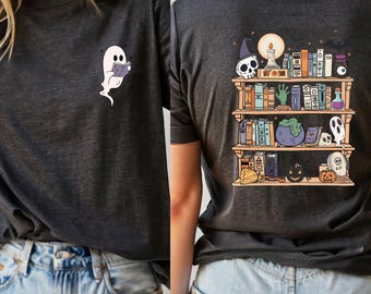 Halloween T-shirt, Ghost Shirt, Bookish Shirt, Fall Shirt, Cute Ghost Shirt, Halloween Gift, Bookworm Shirt, Reading Inspiration, Boo Tee